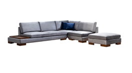 Atelier Del Sofa Tulip Sofá Esquinero Derecho con Puf - Gris Oscuro